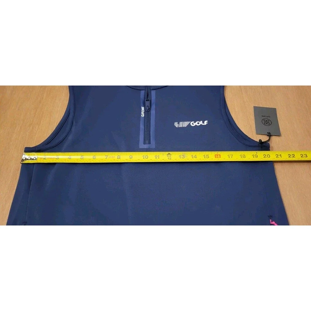 G/Fore Golf Logo DOUBLE KNIT Blue Vest Mens Size Medium Style GMM000031